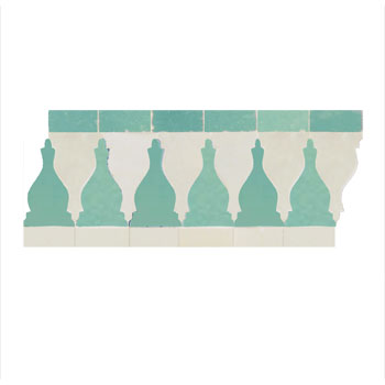 Mosaic House Moroccan tile Sharafa S 12-1 Light Green White  zellige, mosaic, zellij, border, glaze, classic, traditional 